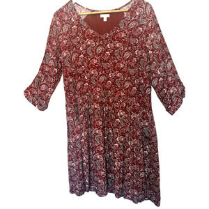 Garnet Hill Oversized Sheer Paisley Peasant Dress Size 12 Fairy Boho Western Fal